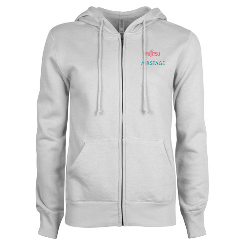  ENZA Womens White Fleece Full Zip Hoodie - Fujitsu Airstage Vertical