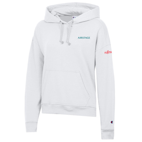  Champion Womens White Powerblend Pullover Hood - Fujitsu Airstage Vertical