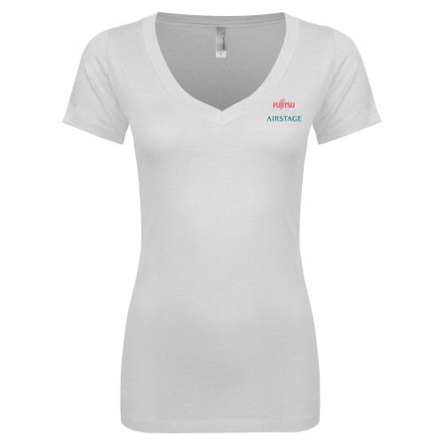  Next Level Womens White Ideal V Tee - Fujitsu Airstage Vertical
