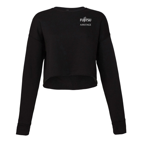 Bella + Canvas Womens Black Cropped Fleece Crew - Fujitsu Airstage Stacked