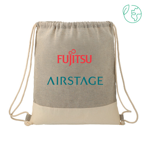  Split Recycled Cotton Grey/Natural Drawstring Bag - Fujitsu Airstage Stacked