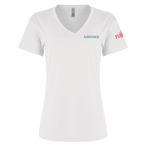  Next Level Womens White Cotton V Neck Tee - Fujitsu Airstage Vertical