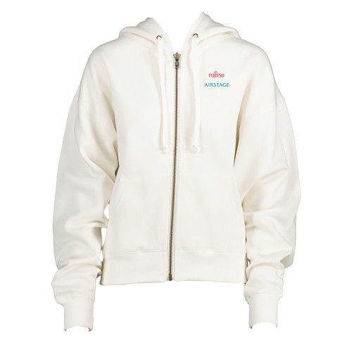  ENZA Womens White Boxy Full Zip Hood - Fujitsu Airstage Vertical