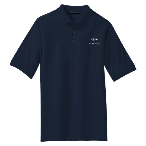  Navy Silk Touch Polo w/ Pocket - Fujitsu Airstage Vertical