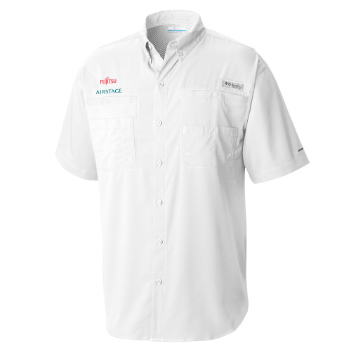  Columbia White Tamiami Performance Short Sleeve Shirt - Fujitsu Airstage Vertical