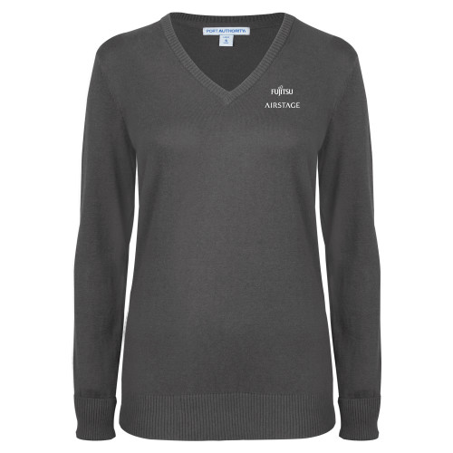  Womens Charcoal Heather VNeck Sweater  - Fujitsu Airstage Vertical