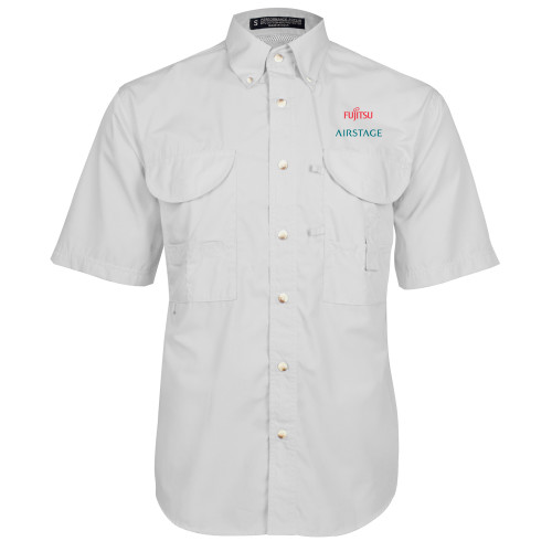 White Fishing Shirt Performance Short Sleeve - Fujitsu Airstage Vertical
