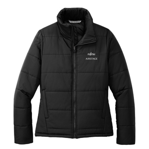  Womens Black Puffer Jacket - Fujitsu Airstage Vertical