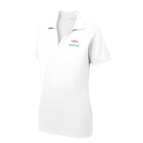  Womens White Dry Mesh Polo - Fujitsu Airstage Vertical