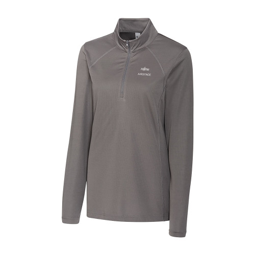  C&B Womens Titan Grey Clique Ice Pique Half Zip - Fujitsu Airstage Vertical