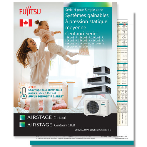  Centauri Mid Static Ducted KUAS1R 4 page French Canadian Brochure
