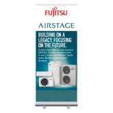 33.5 x 80 Vertical Banner including Silver Retractable Banner Stand-H-J-V-Series