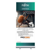 33.5 x 80 Vertical Banner including Silver Retractable Banner Stand-PROCORE Copper (Gladiator)  French