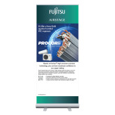 33.5 x 80 Vertical Banner including Silver Retractable Banner Stand-PROCORE Copper (Force Field) English