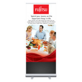 33.5 x 80 Vertical Banner including Silver Retractable Banner Stand-Consumer Savings