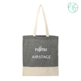 Split Recycled Black Cotton Twill Convention Tote-Fujitsu Airstage Vertical