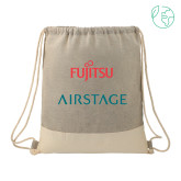 Split Recycled Cotton Grey/Natural Drawstring Bag-Fujitsu Airstage Vertical