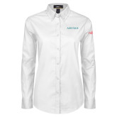 Womens White Twill Button Down Long Sleeve -Airstage