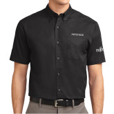 Black Twill Button Down Short Sleeve-Airstage