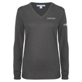 Womens Charcoal Heather VNeck Sweater -Airstage