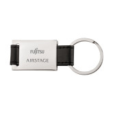 Black Leather Key Holder-Fujitsu Airstage Vertical Engraved