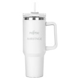 Hippo White Mug & Straw Lid with Twist Closure 40 oz-Fujitsu Airstage Vertical Engraved