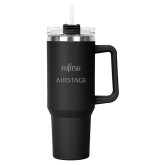 Hippo Black Mug & Straw Lid with Twist Closure 40 oz-Fujitsu Airstage Vertical Engraved