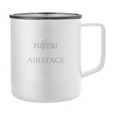 Rover Camp Vacuum Insulated White Mug 14oz-Fujitsu Airstage Vertical Engraved