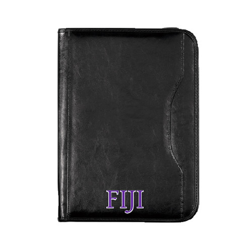 Wall Street Black Zippered Padfolio-FIJI Two Color