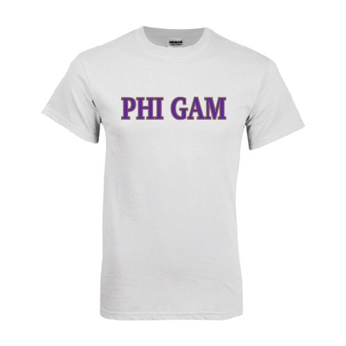 White T Shirt-Phi Gam Two Color