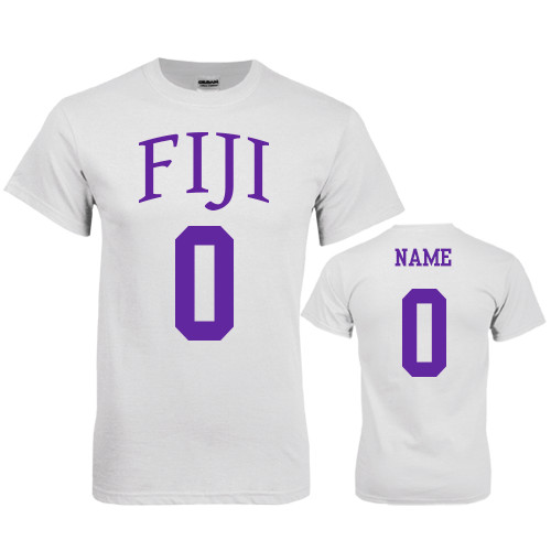 White T Shirt-FIJI Custom Tee w/ Name & Number