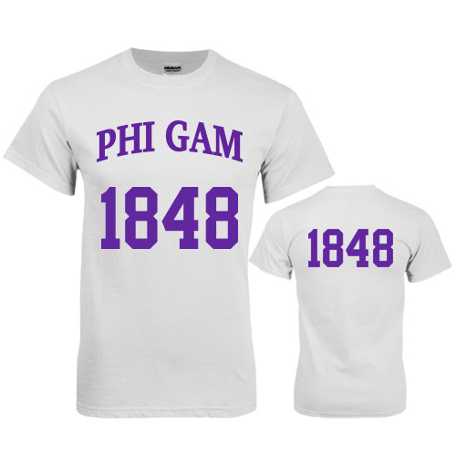 White T Shirt-Phi Gam Tee w/ Number