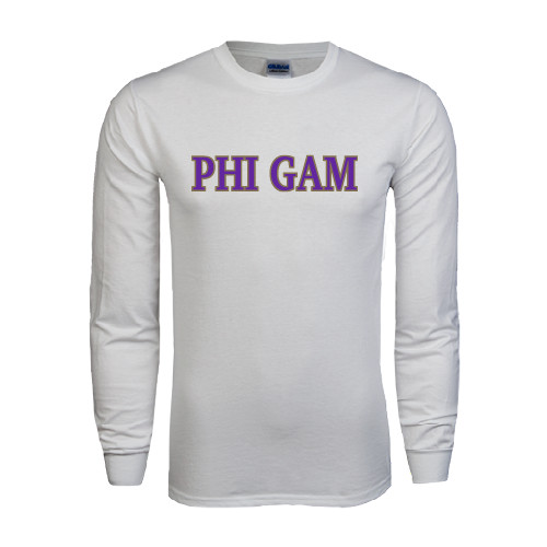 White Long Sleeve T Shirt-Phi Gam Two Color