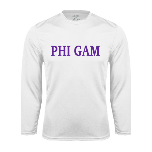White Performance Long Sleeve Shirt-Phi Gam