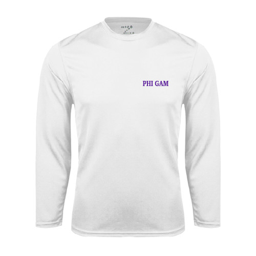 White Performance Long Sleeve Shirt-Phi Gam