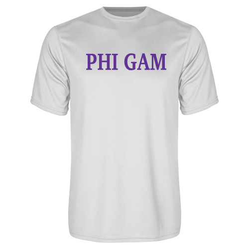 White Performance Tee-Phi Gam