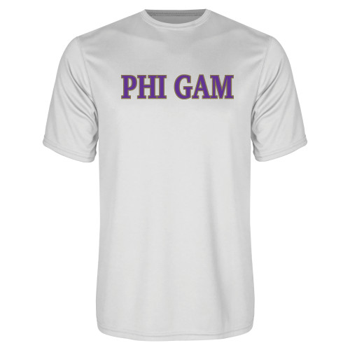 White Performance Tee-Phi Gam Two Color