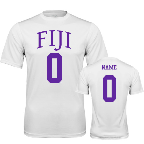 White Performance Tee-FIJI Custom Tee w/ Name & Number