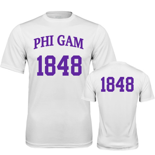 White Performance Tee-Phi Gam Custom Tee w/ Number