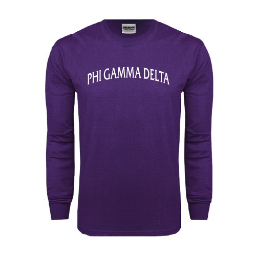 Purple Long Sleeve T Shirt-Arched Phi Gamma Delta