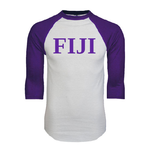 White/Purple Raglan Baseball T Shirt-FIJI Contemporary