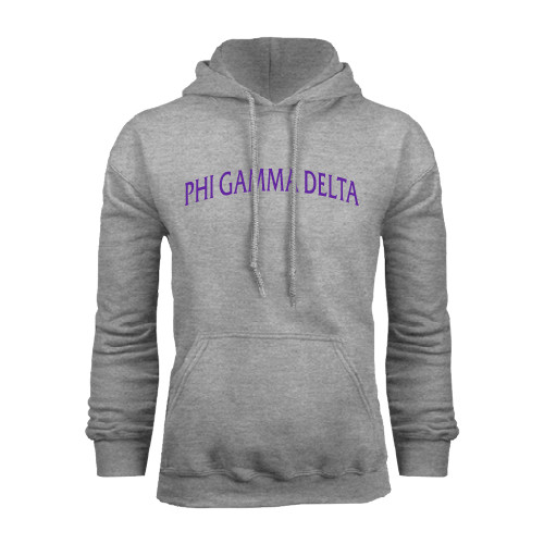 Grey Fleece Hoodie-Arched Phi Gamma Delta