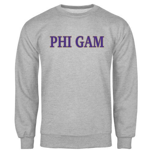 Grey Fleece Crew-Phi Gam Two Color