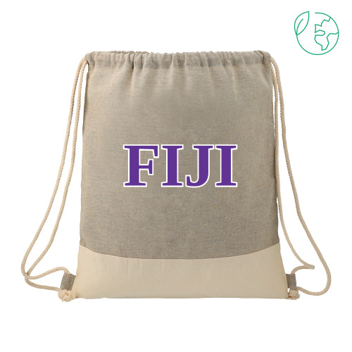  Split Recycled Cotton Grey/Natural Drawstring Bag - FIJI Contemporary Two Color