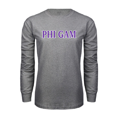 Grey Long Sleeve T Shirt-Phi Gam Two Color