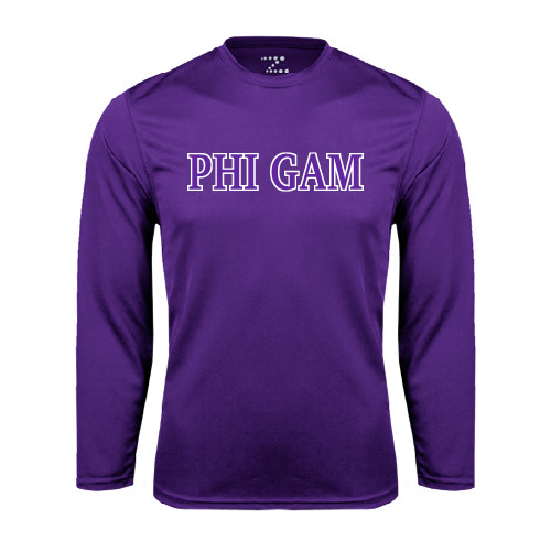 Purple Performance Long Sleeve Shirt-Phi Gam Two Color