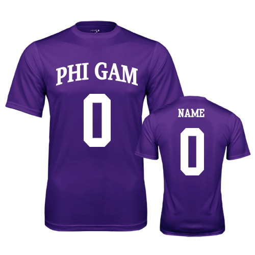 Purple Performance Tee-Phi Gam Custom Tee w/ Name & Number