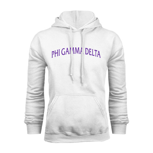 White Fleece Hoodie - Arched Phi Gamma Delta