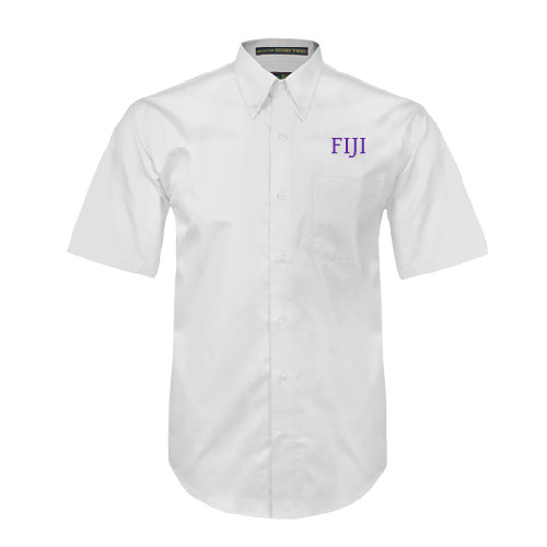 White Twill Button Down Short Sleeve-FIJI