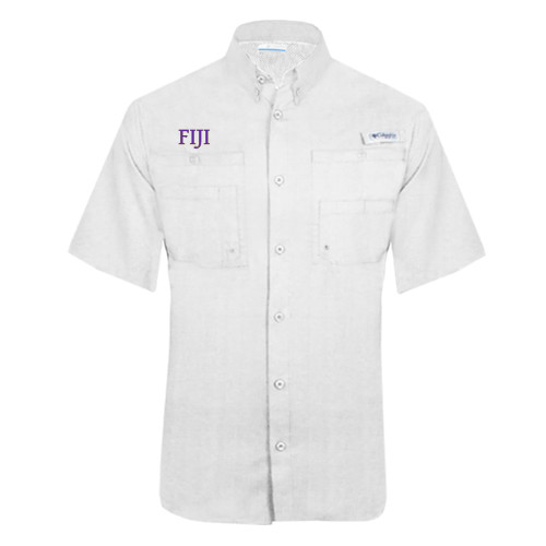 Columbia White Tamiami Performance Short Sleeve Shirt-FIJI Two Color
